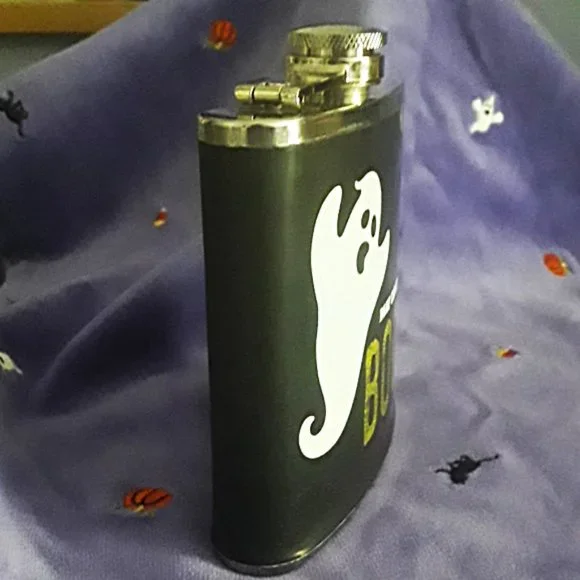 BOO! NWT 6oz. SS Halloween Themed Flask - Picture 5 of 8